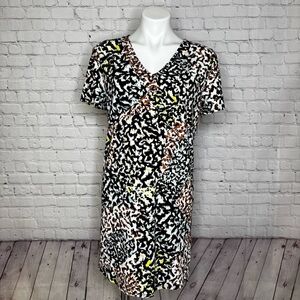 Christian Siriano Black and Multi Colored Animal Print Dress Size M